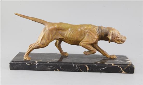 C. Masson. A 1930s French bronze model of a pointer, length 16in.